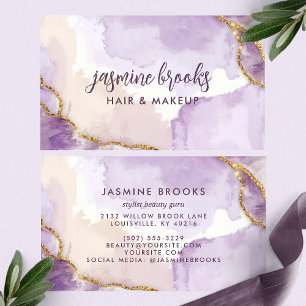 Purple and Gold Abstract Watercolor Business Card