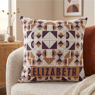 Purple and gold Aesthetic abstract Pattern Cushion