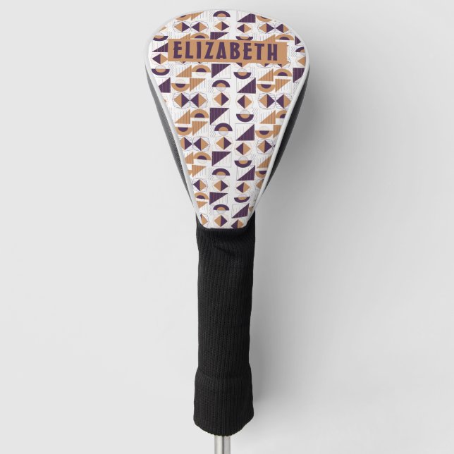 Purple and gold Aesthetic abstract Pattern Golf Head Cover (Front)