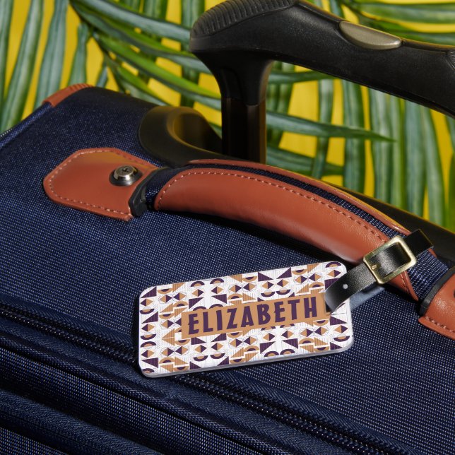 Purple and gold Aesthetic abstract Pattern Luggage Tag (Front Insitu 3)