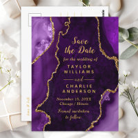Purple and Gold Agate Marble Save The Date