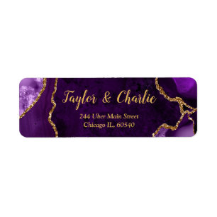 Purple and Gold Agate Marble Wedding
