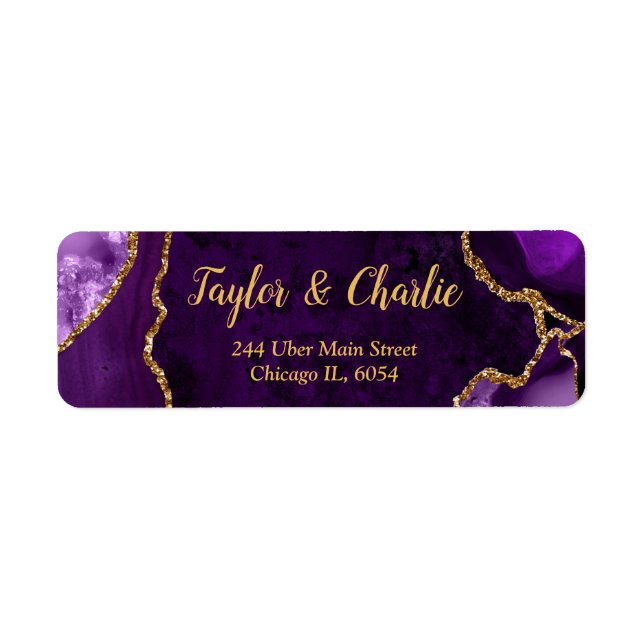 Purple and Gold Agate Marble Wedding (Front)