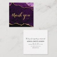 purple and gold agate thank you business card