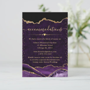 Purple and Gold Agate Wedding Accommodations Enclosure Card