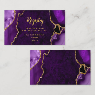 Purple and Gold Agate Wedding Registry Enclosure Card