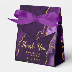 Purple and Gold Agate Wedding Thank You Favour Box
