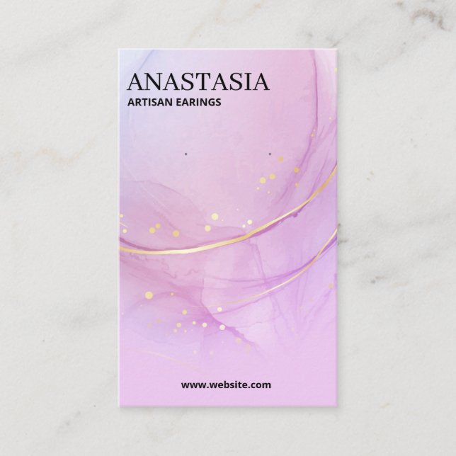 Purple And Gold Alcohol Ink Earring Cards (Front)