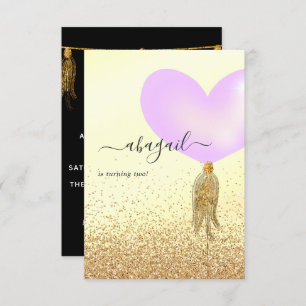 Purple and Gold and Pink Birthday Party Invitation