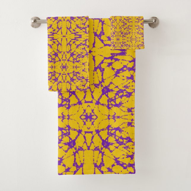 Purple and Gold Astral Bath Towel Set (Insitu)
