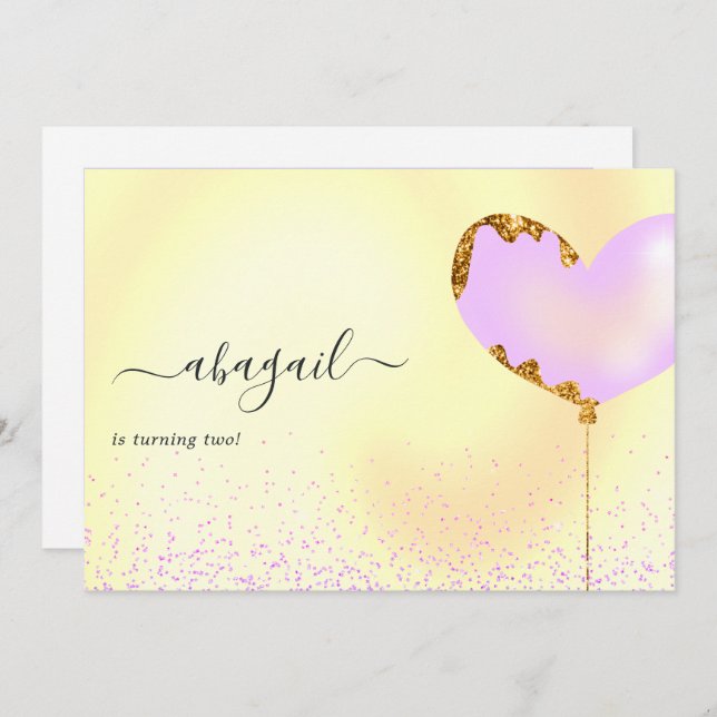 Purple and Gold Birthday Party Invitation (Front/Back)