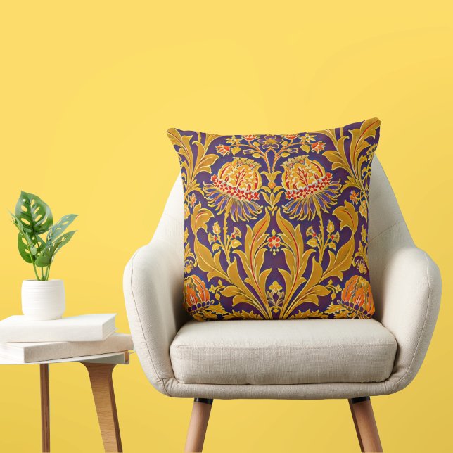 Purple and Gold Botanical Morris Inspired Floral  Cushion (Creator Uploaded)