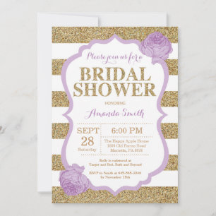 Purple and Gold Bridal Shower Invitation Glitter