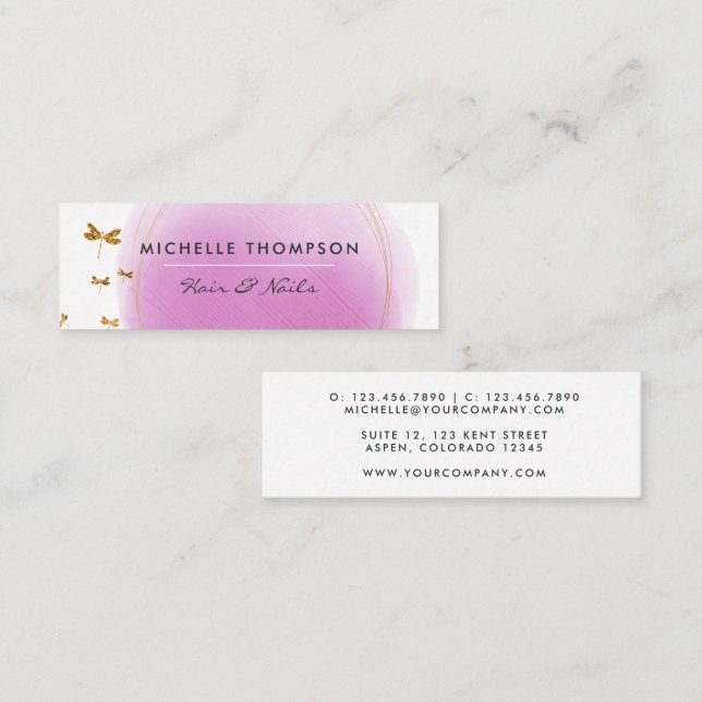 Purple and Gold Brushstrokes Business Card (Front/Back)