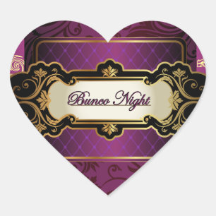 Purple and Gold Bunco Collection Heart Sticker
