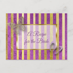 Purple and Gold Butterfly wedding Recipe Card