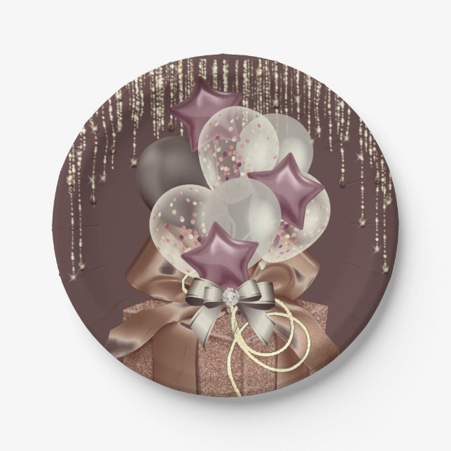 Purple and Gold Celebration  Paper Plate (Front)