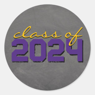Purple and Gold Chalkboard Graduation Stickers