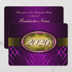 Purple and Gold Class of 2026 Party Invitation