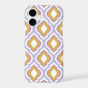 Purple and Gold Colourful Ogee Ikat Pattern