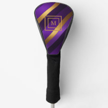 Purple and Gold Diagonal Striped Monogrammed