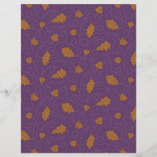 Purple and Gold Falling Leaves Scrapbook Paper