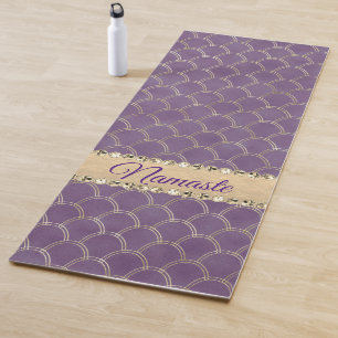 Purple and Gold Faux Foil Diamond Bling Glitter Yoga Mat