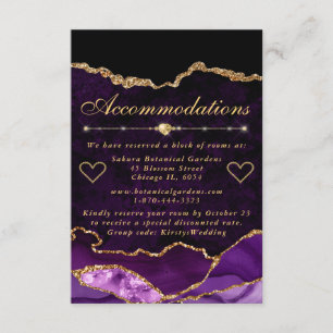 Purple and Gold Faux Glitter Agate Accommodations Enclosure Card