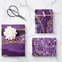 Purple and Gold Faux Glitter Agate