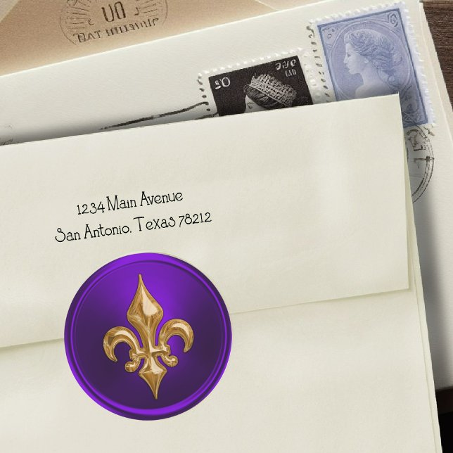 Purple and Gold Fleur de Lis Envelope Seal (Creator Uploaded)
