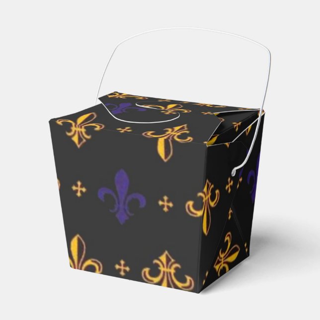 Purple and Gold Fleurs De Lis Favour Box (Front Side)
