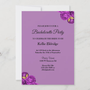 Purple And Gold Floral Bachelorette Party Invitation