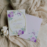 Purple and Gold Floral Butterfly Birthday