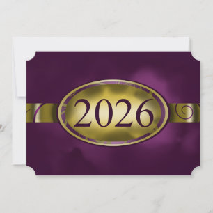 Purple and Gold Floral Button 2026 Card