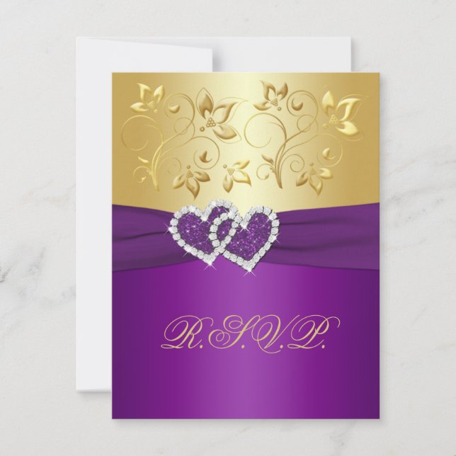 Purple and Gold Floral Reply Card (Front)