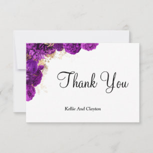 Purple And Gold Floral Thank You Cards