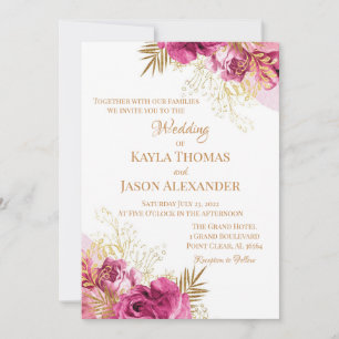 Purple and Gold Floral Wedding Invitation