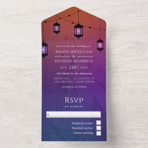 Purple and Gold Foil Arabian Wedding All In One In All In One Invitation