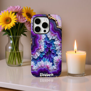 Purple and Gold Gemstone Layers iPhone 16 Pro Case
