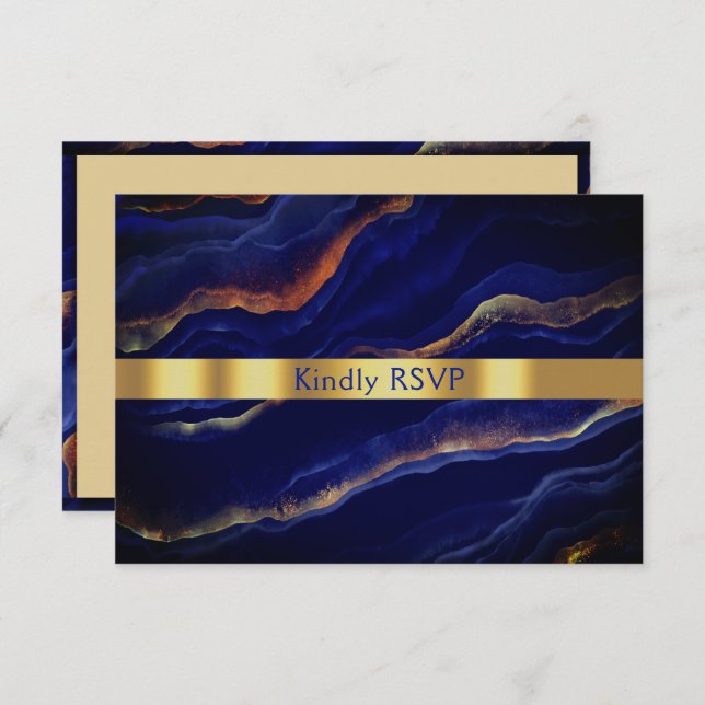 Purple and Gold Geode Agate Wedding  RSVP Card (Front/Back)