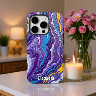 Purple and Gold Geode Flow iPhone 16 Pro Case