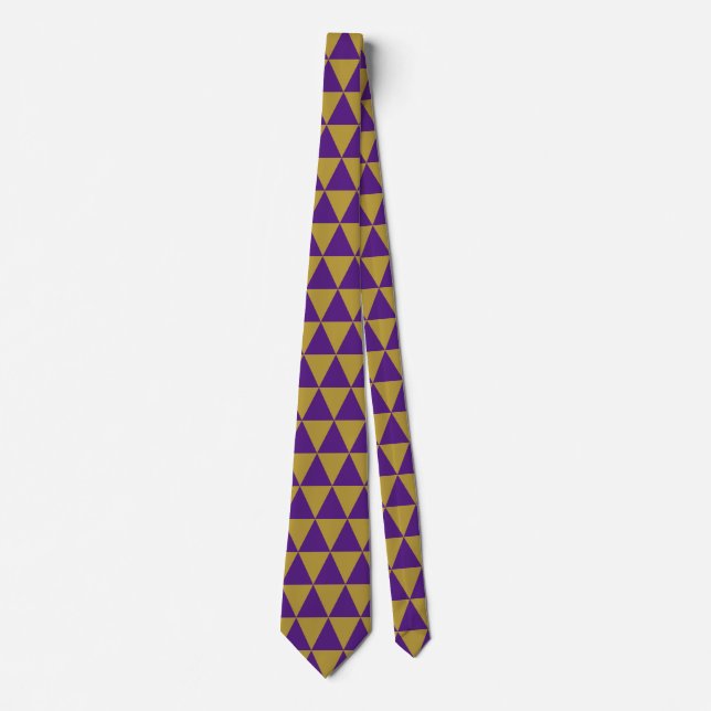 Purple And Gold Geometric Pattern Tie (Front)