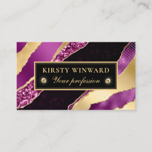 Purple and Gold Glam Tears Bokeh Business Card