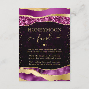 Purple and Gold Glam Tears Wedding Honeymoon Fund Enclosure Card