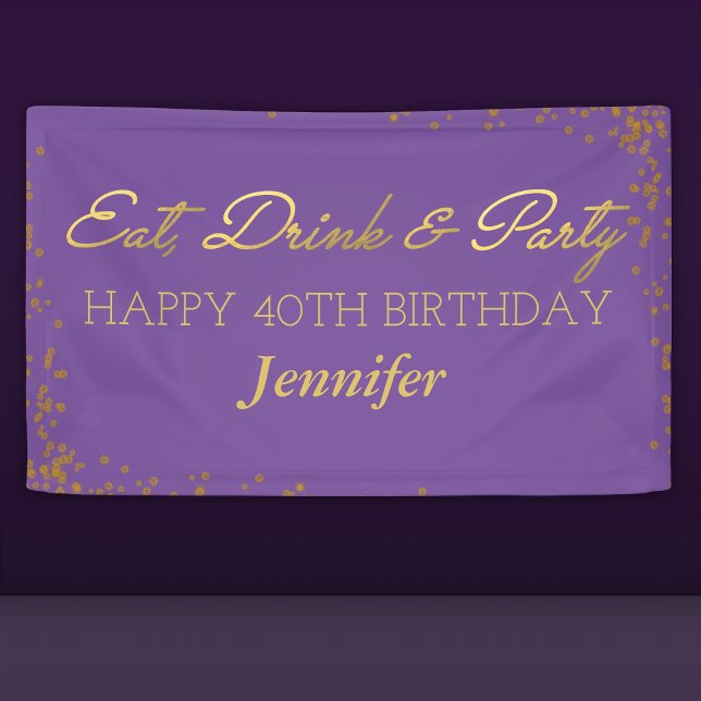 Purple and Gold Glamour Adult Happy Birthday Banner (Creator Uploaded)