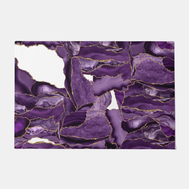 Purple and gold glitter agate doormat (Front)