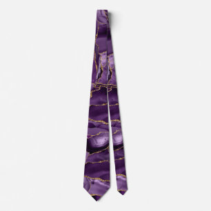 Purple and gold glitter agate tie