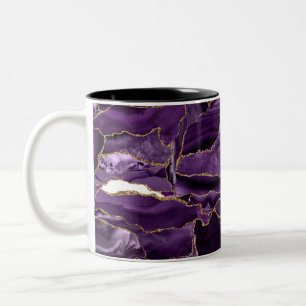 Purple and Gold Glitter Agate Two-Tone Coffee Mug