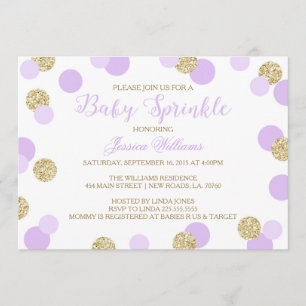 Purple and Gold Glitter Baby Sprinkle Invitations