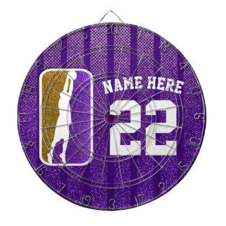 Purple and Gold Glitter Basketball Team Jersey Dartboard
